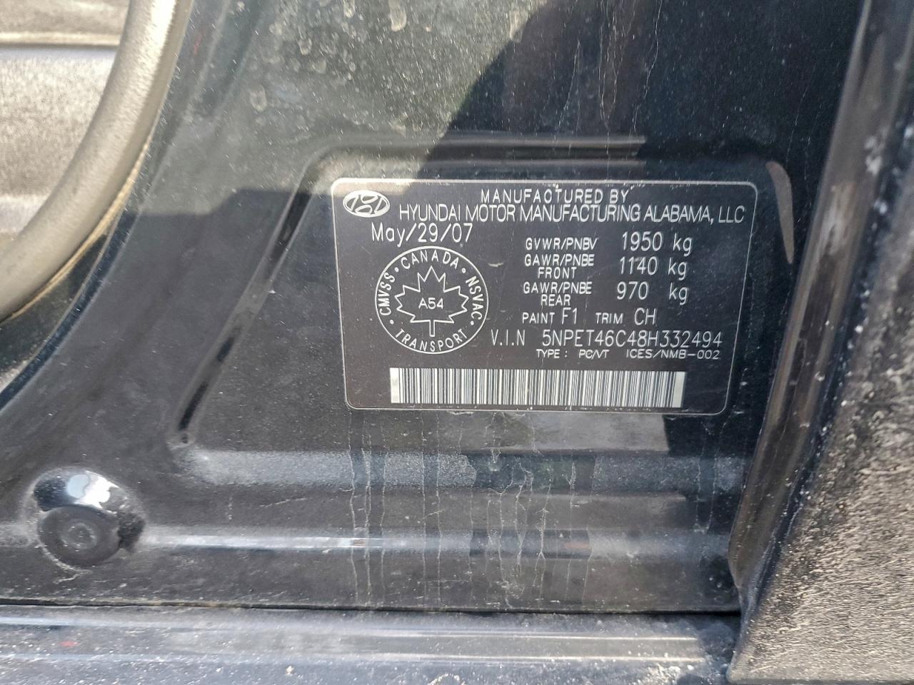 2008 HYUNDAI SONATA