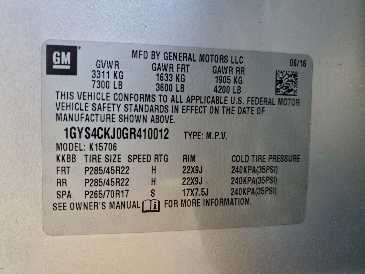 2016 CADILLAC ESCALADE