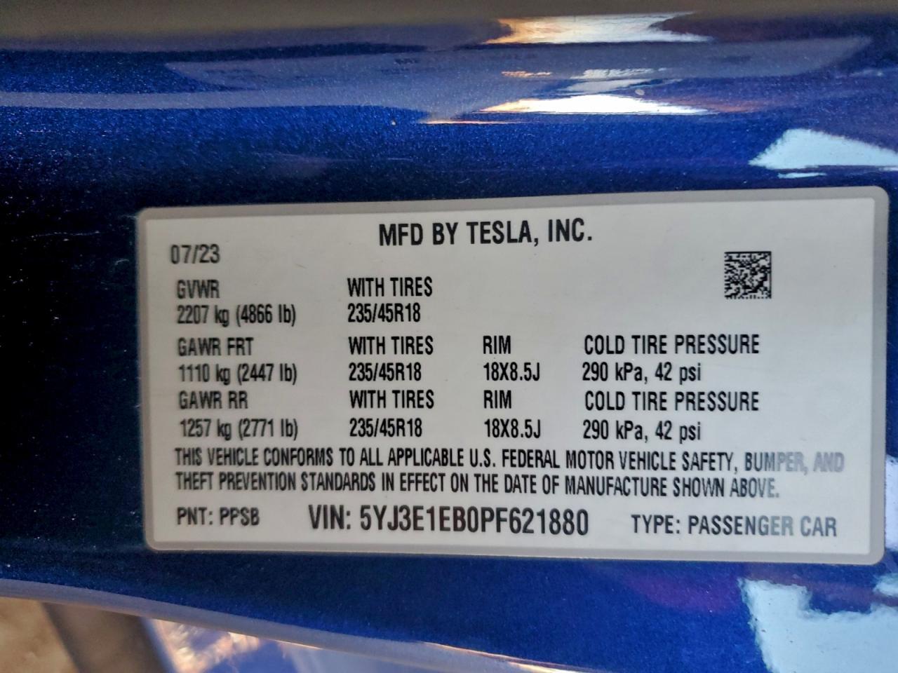 2023 TESLA MODEL 3