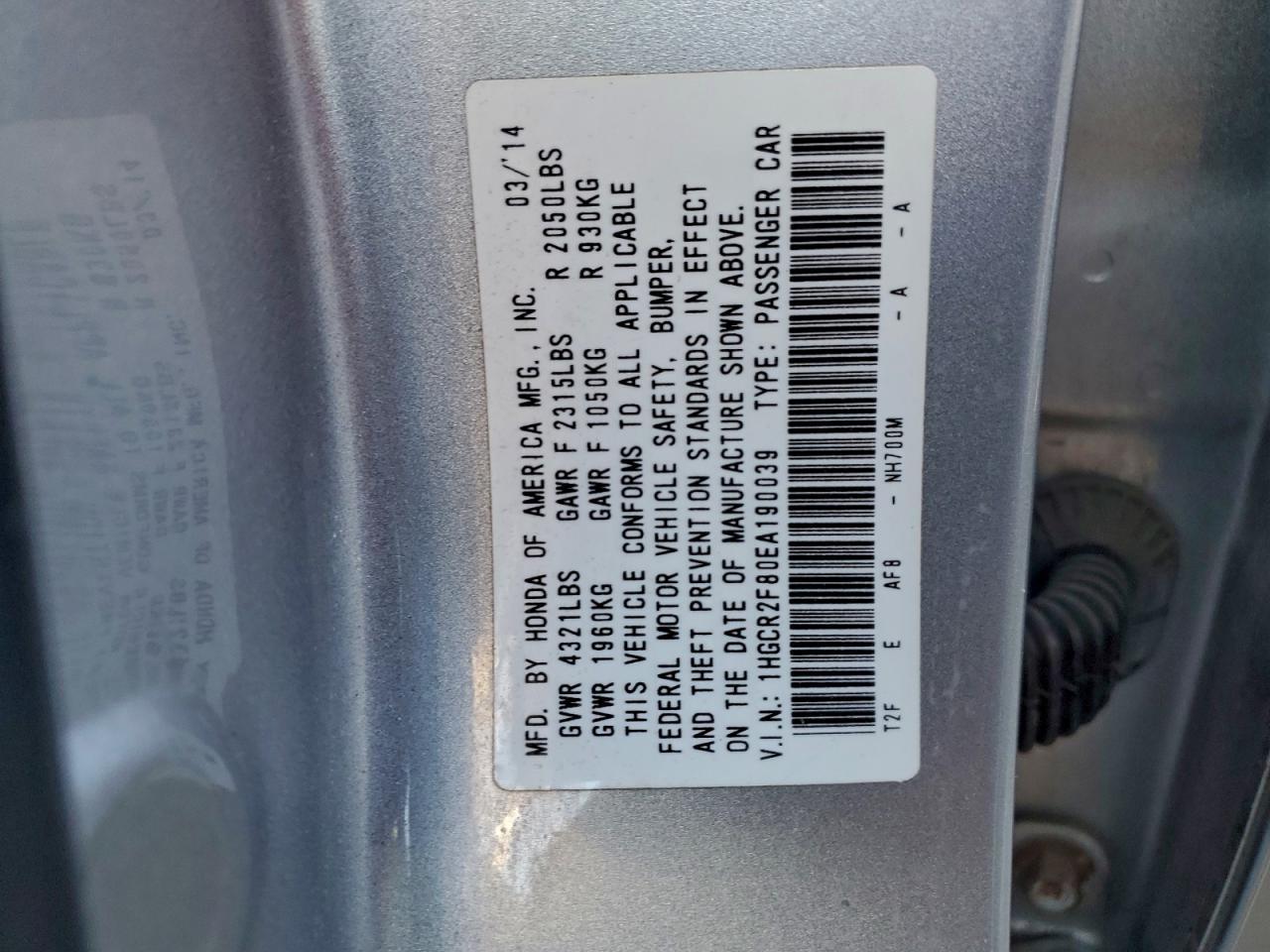 2014 HONDA ACCORD