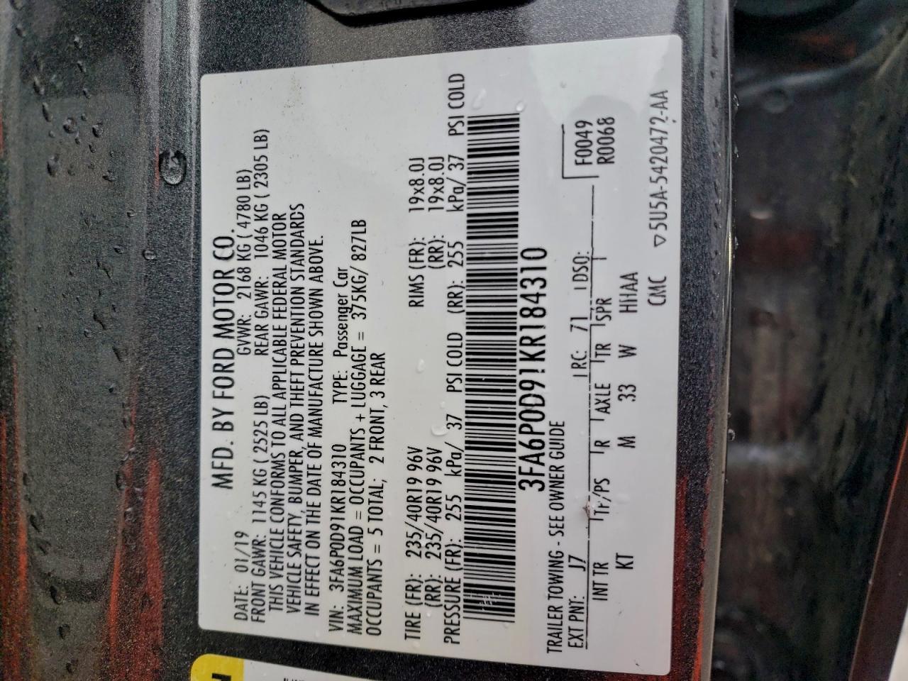 2019 FORD FUSION