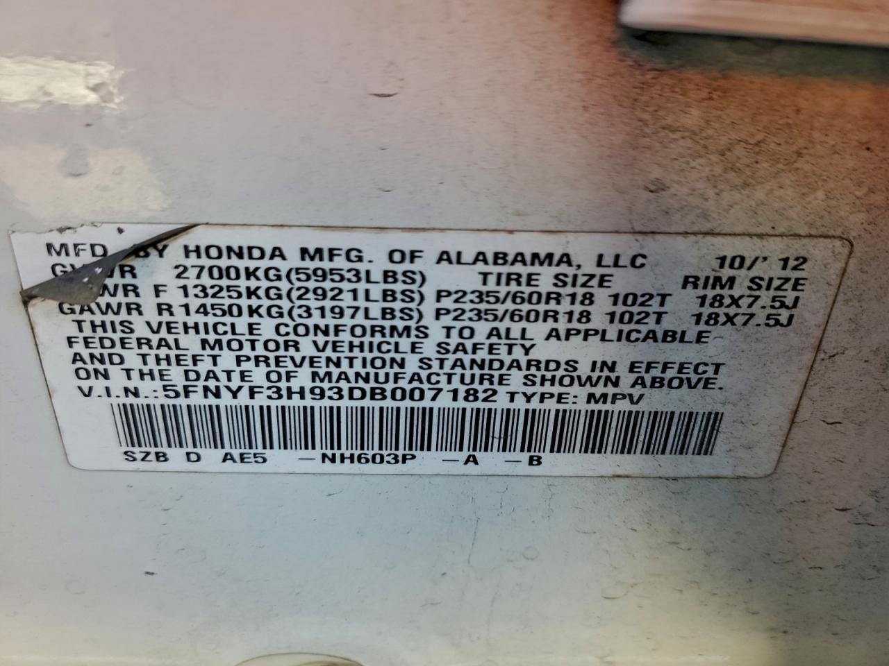 2013 HONDA PILOT