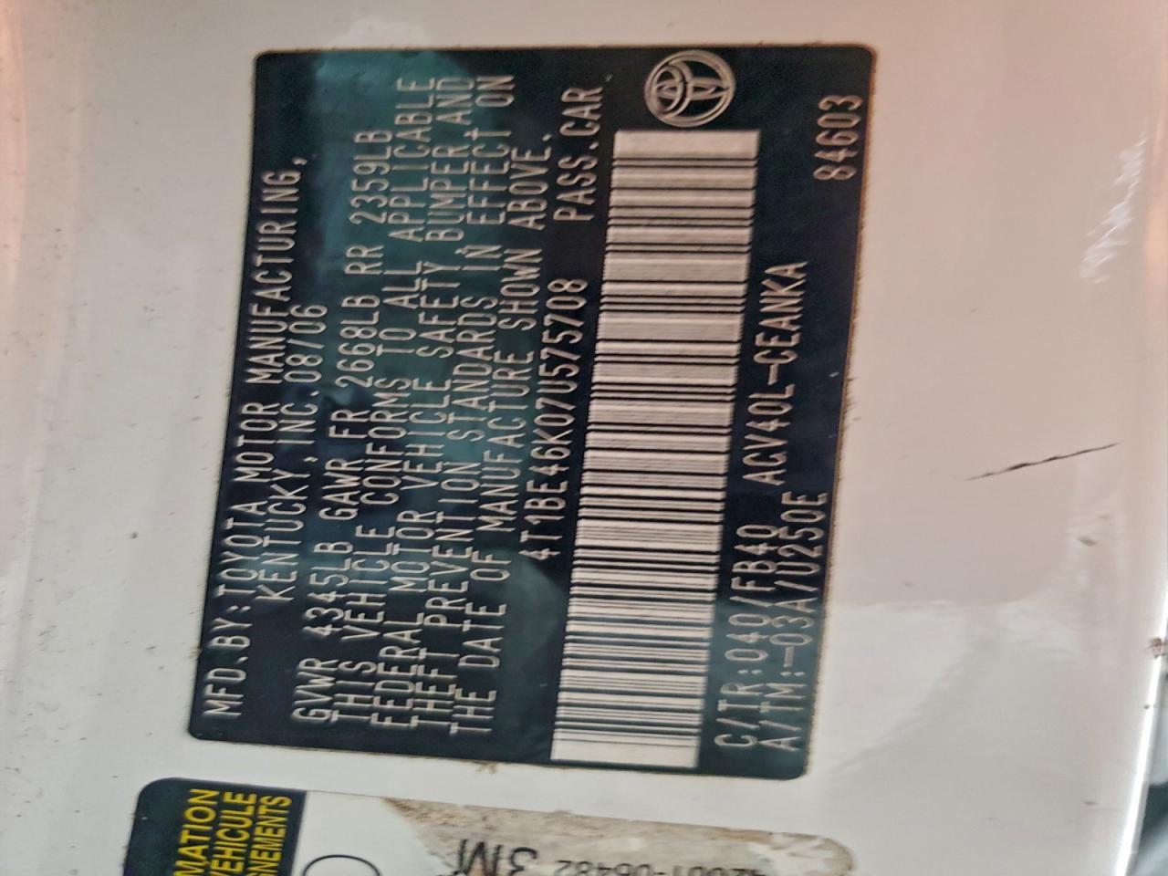 2007 TOYOTA CAMRY