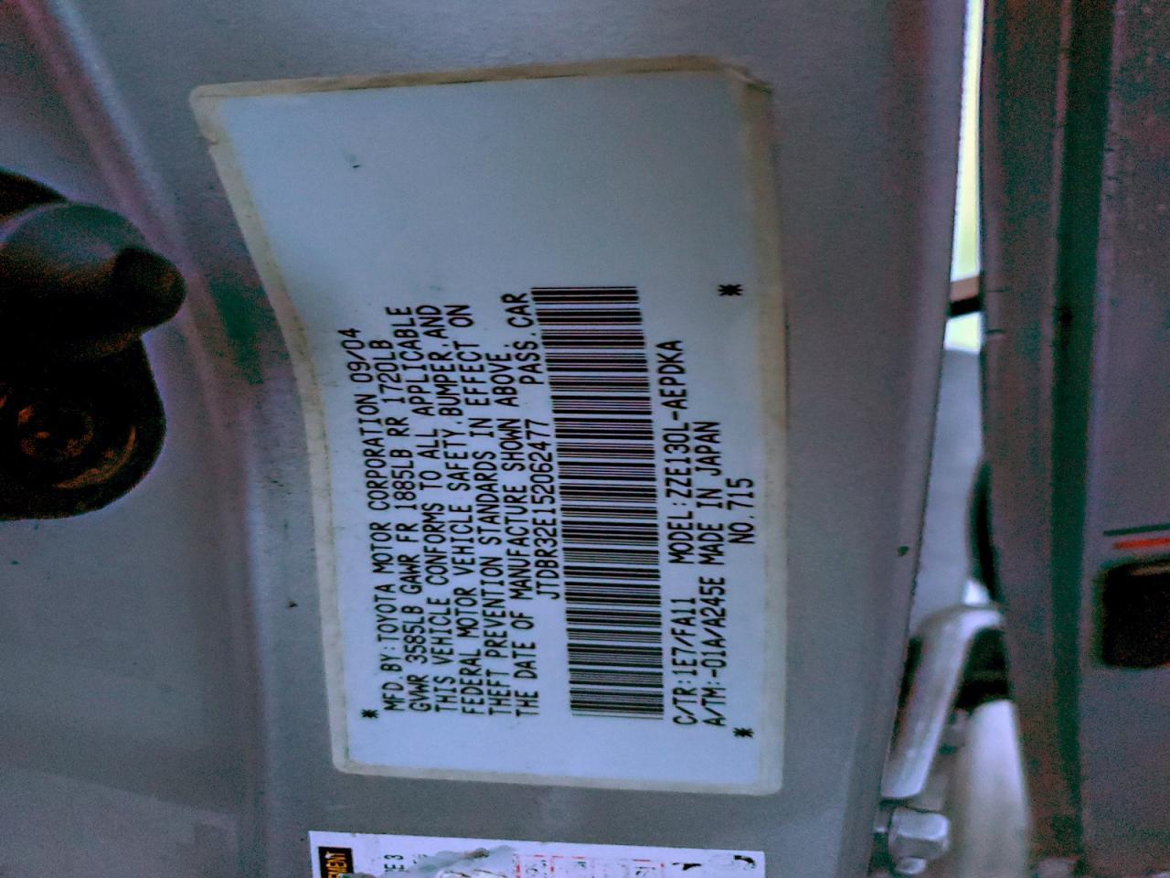 2005 TOYOTA COROLLA