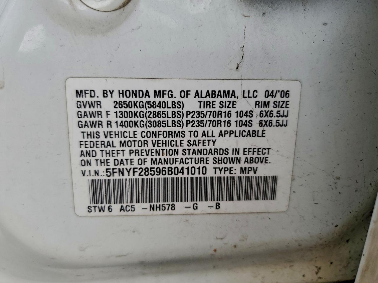 2006 HONDA PILOT