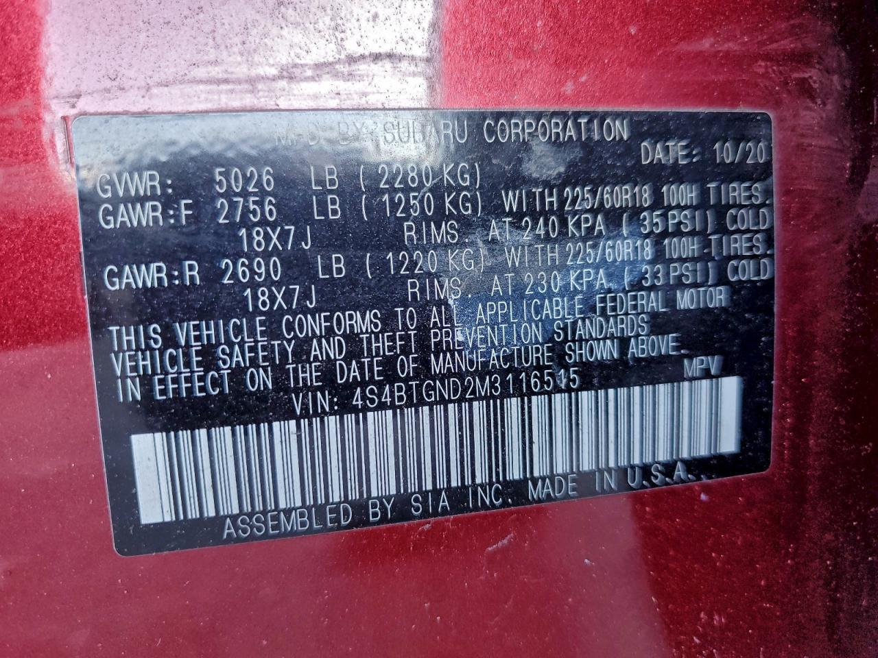 2021 SUBARU Outback