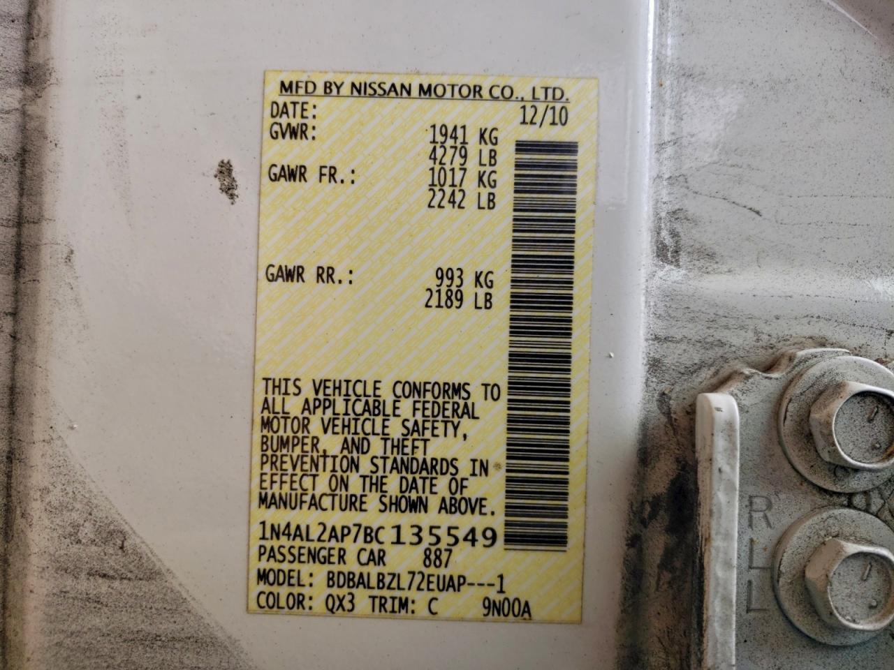 2011 NISSAN ALTIMA