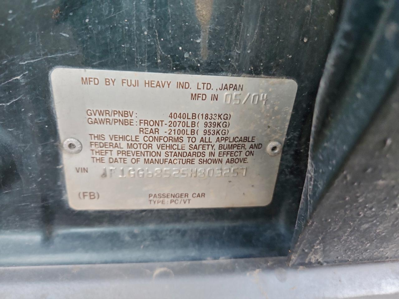 2005 SUBARU IMPREZA