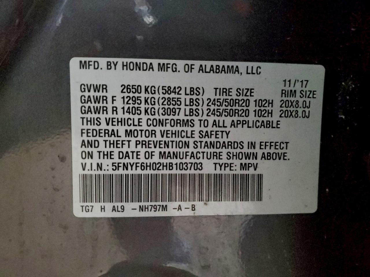 2017 HONDA PILOT