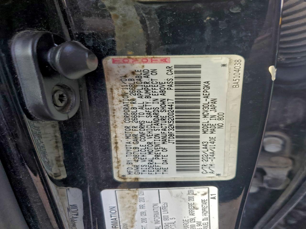 2002 TOYOTA CAMRY