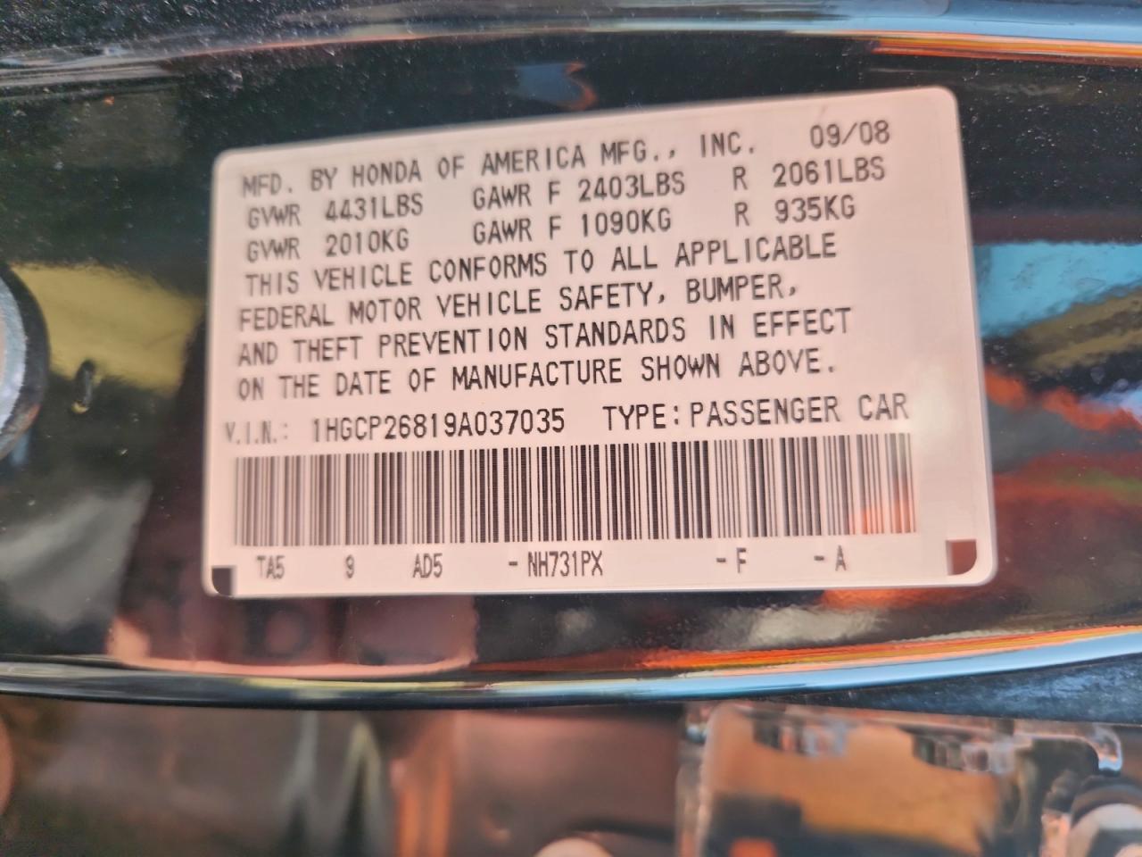 2009 HONDA ACCORD