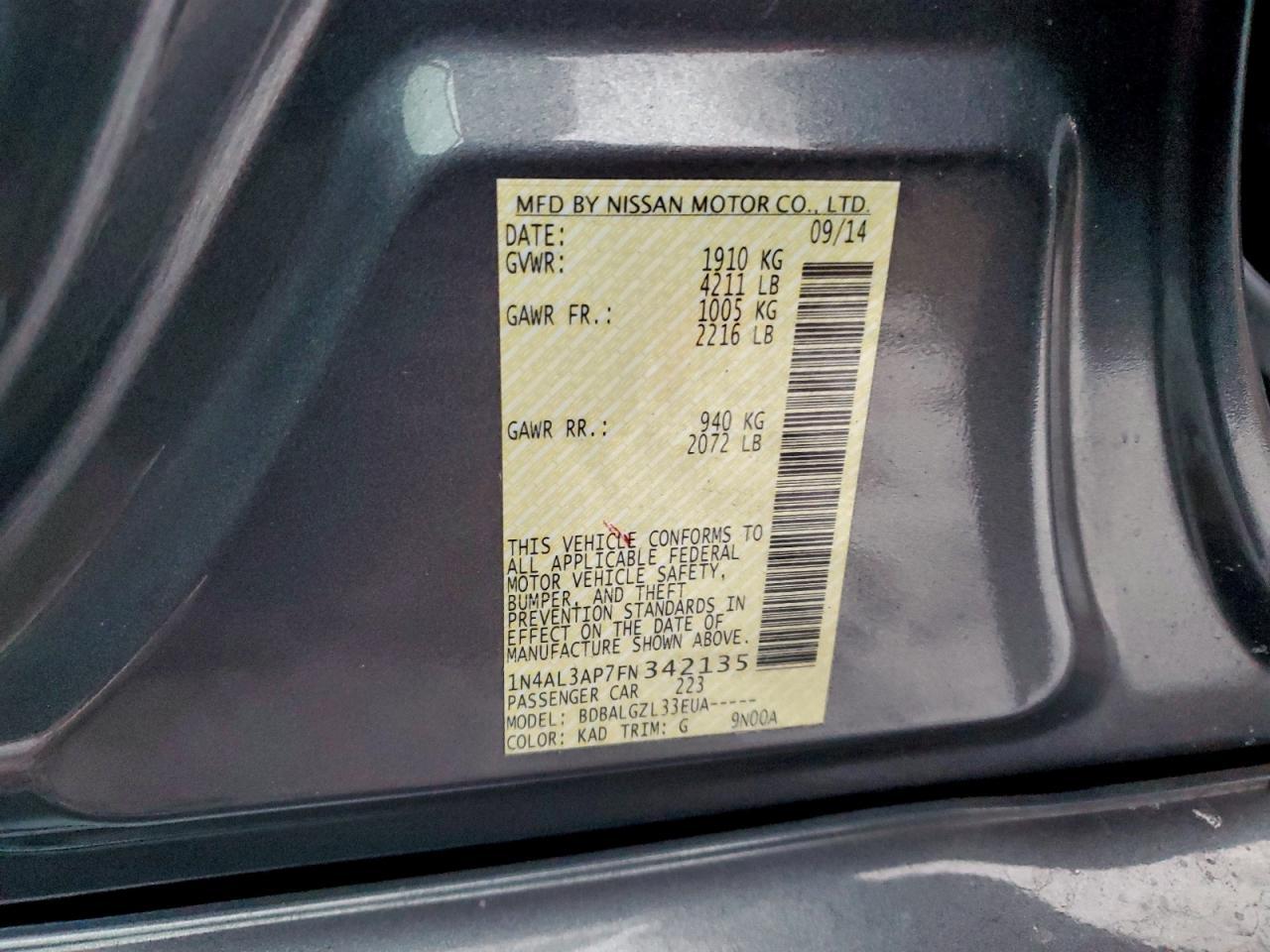 2015 NISSAN ALTIMA