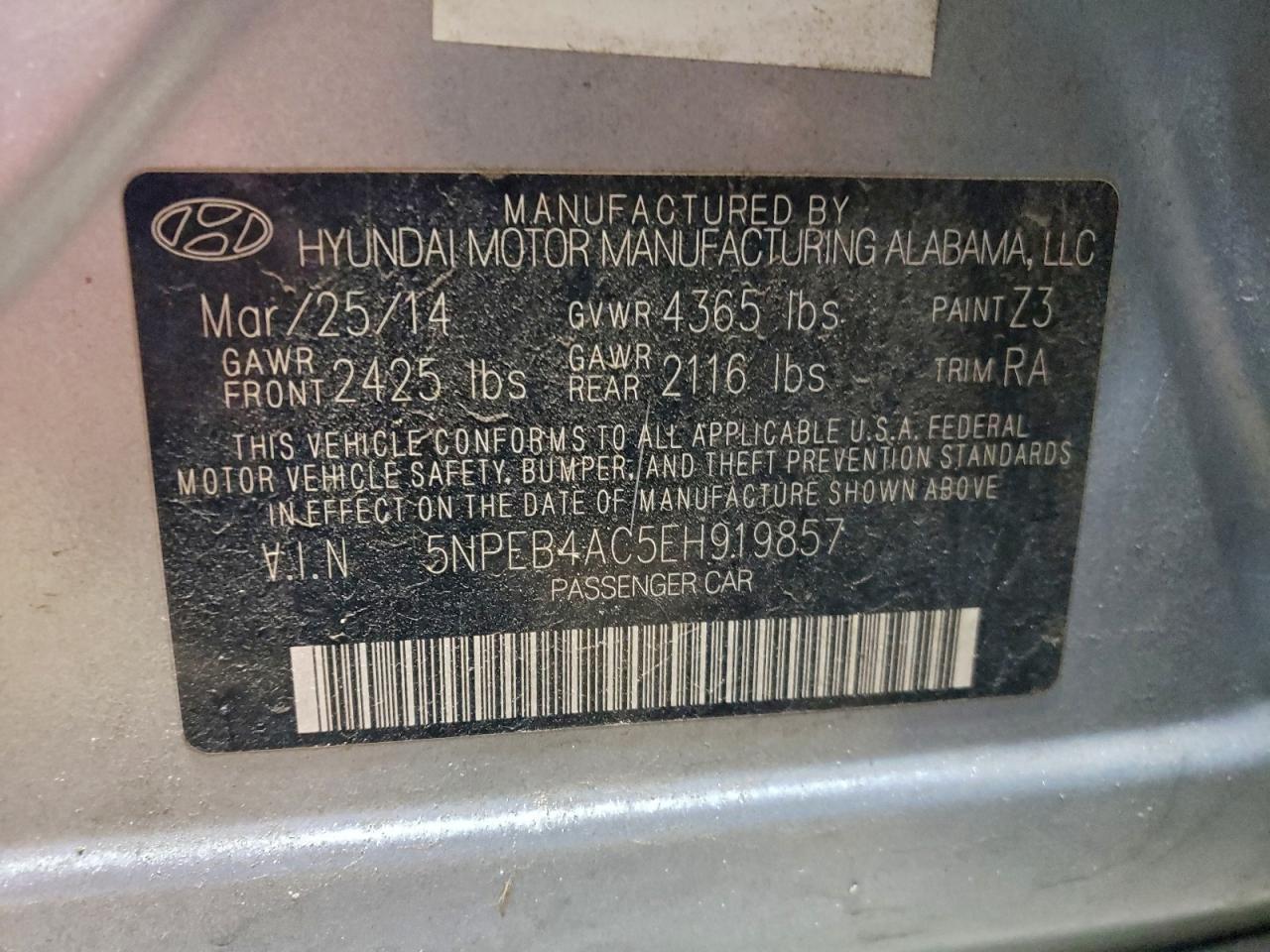 2014 HYUNDAI SONATA