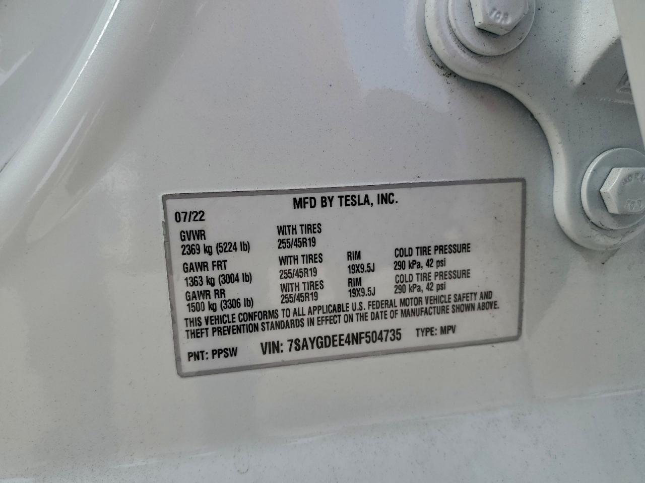 2022 TESLA MODEL Y