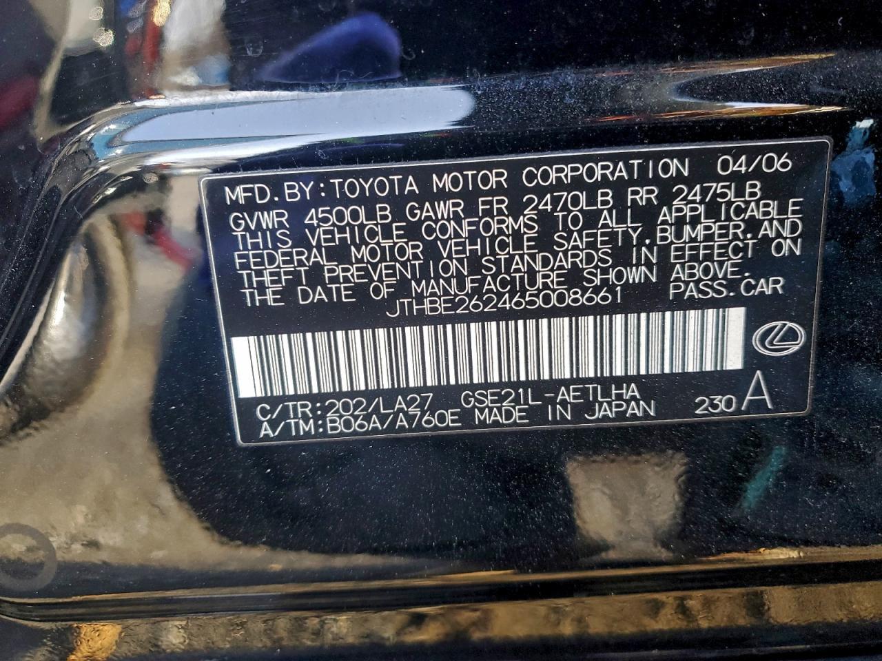 2006 LEXUS IS 350