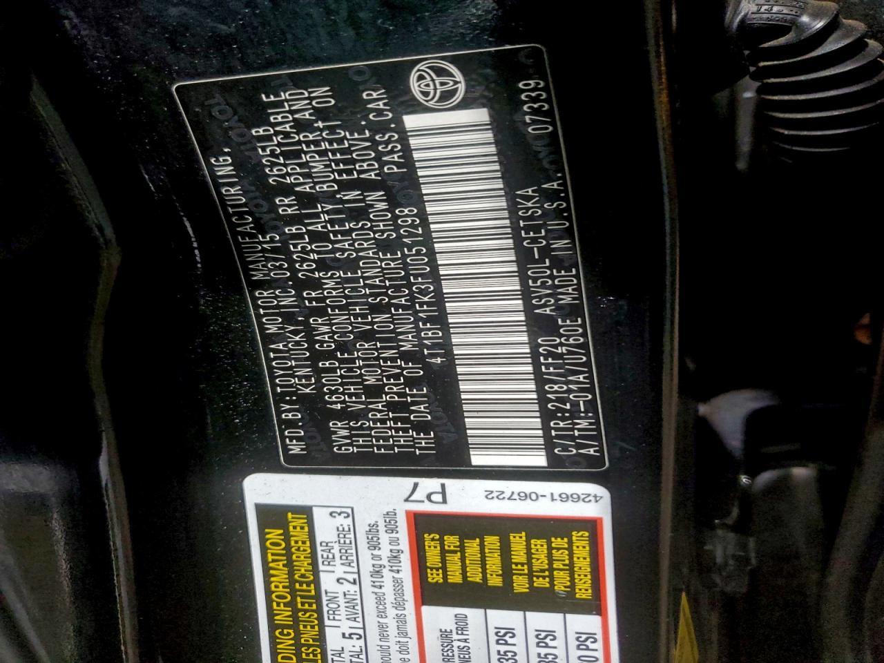 2015 TOYOTA CAMRY