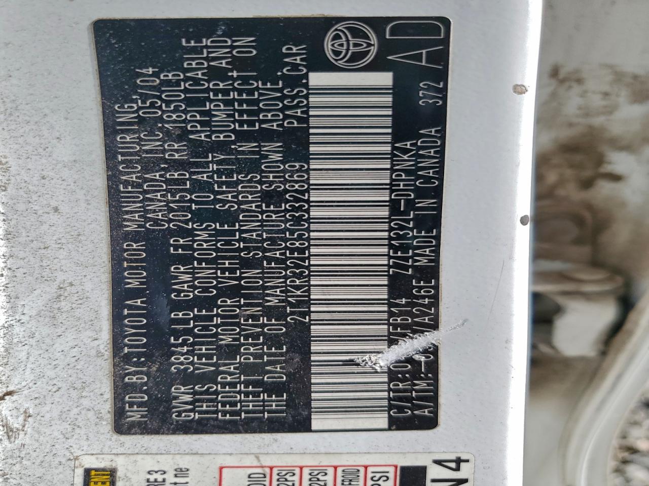 2005 TOYOTA COROLLA