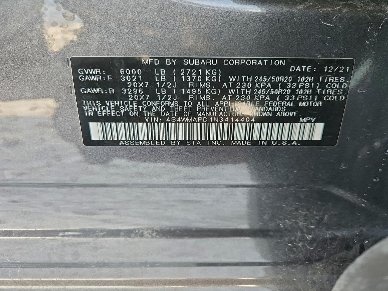 2022 SUBARU Ascent