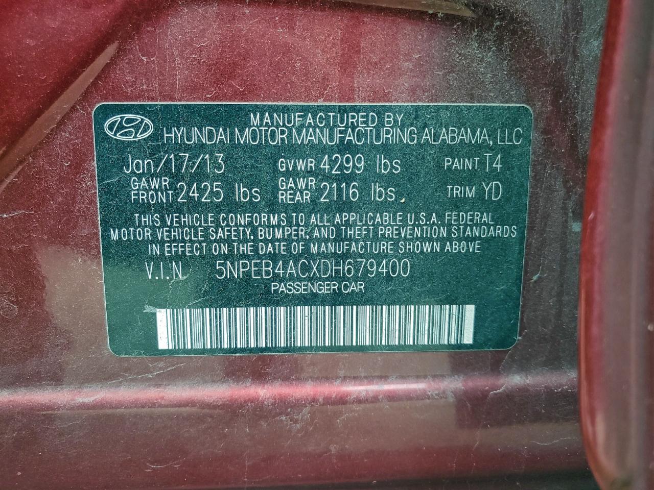 2013 HYUNDAI SONATA
