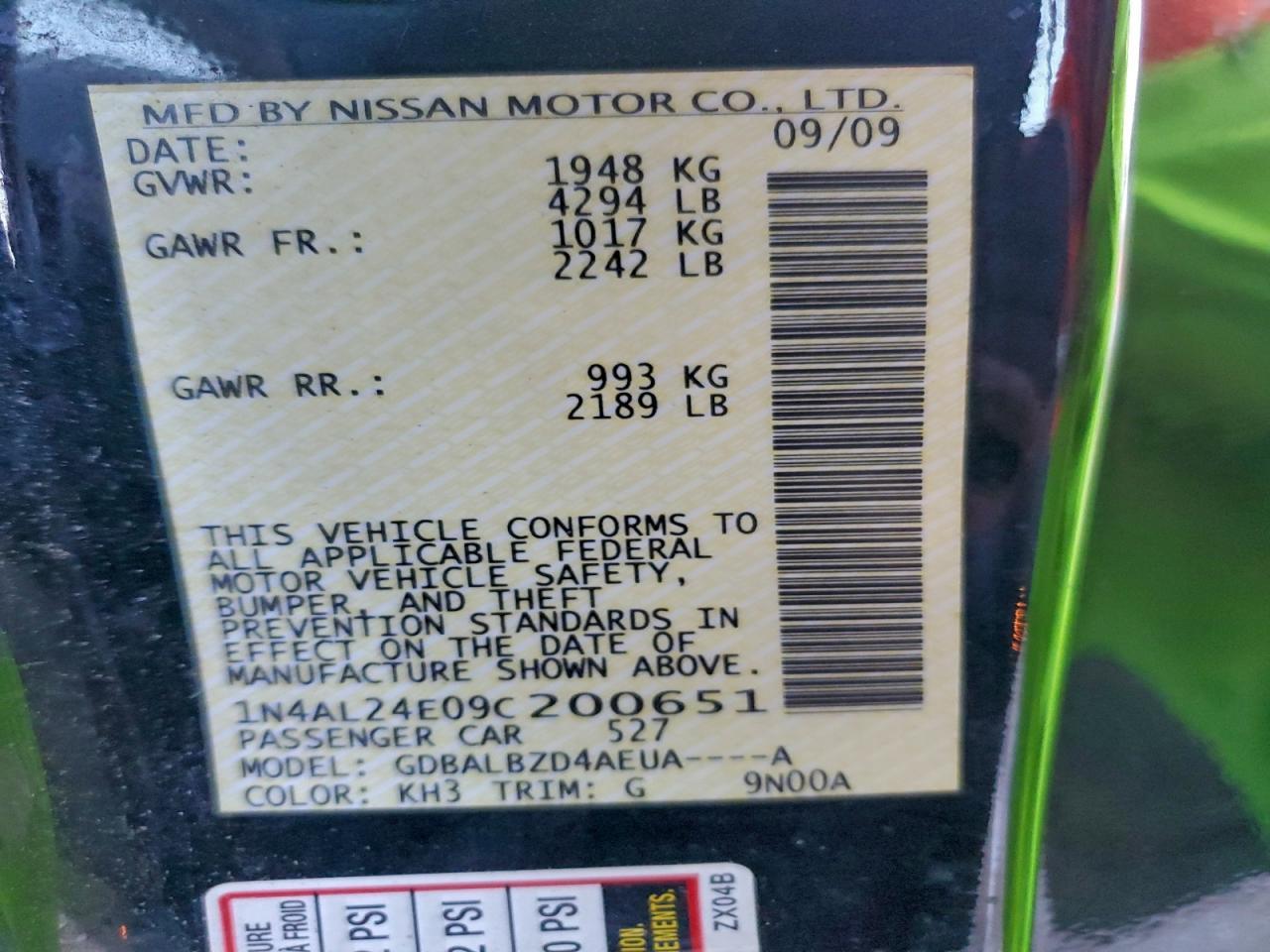 2009 NISSAN ALTIMA