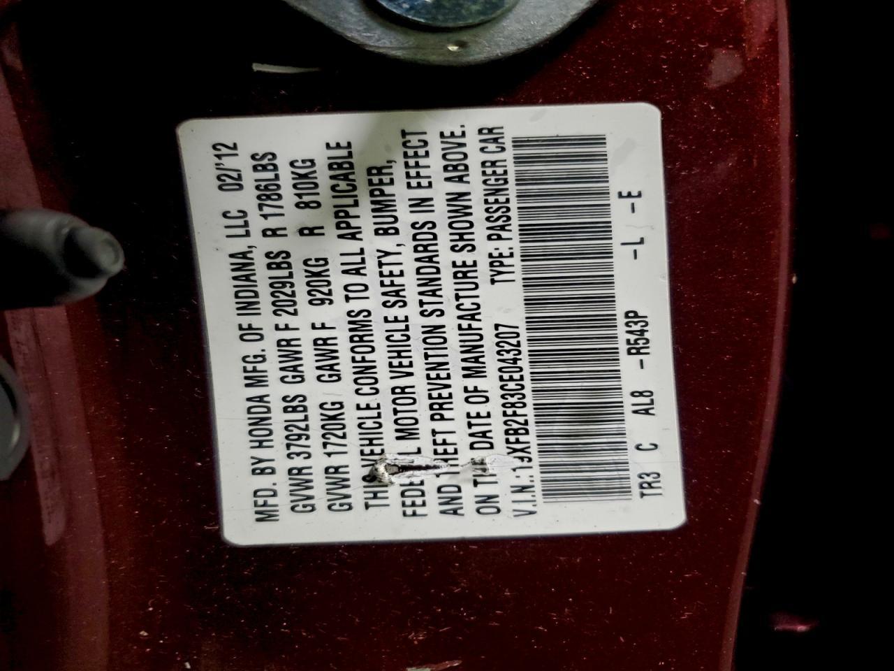 2012 HONDA CIVIC