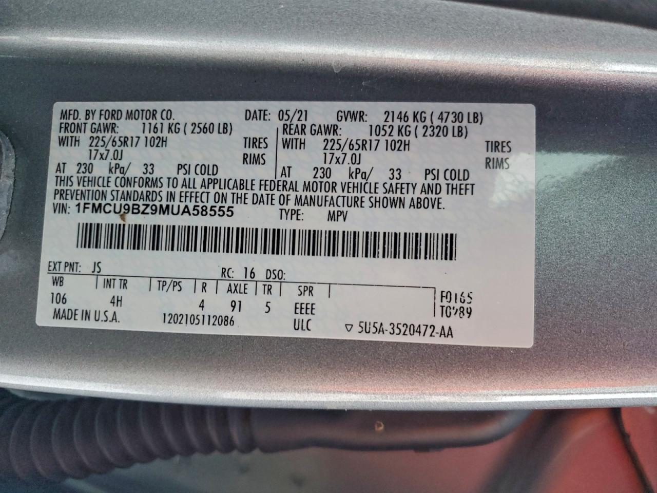 2021 FORD ESCAPE