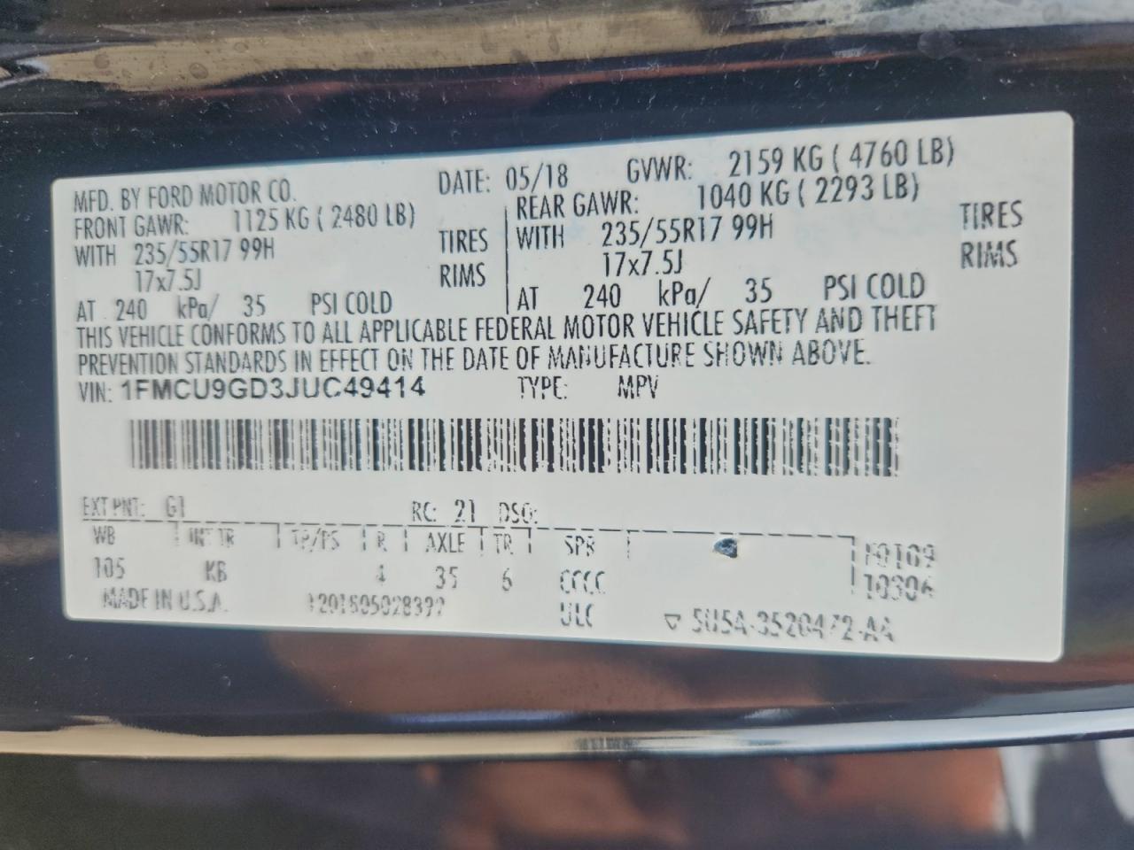 2018 FORD ESCAPE