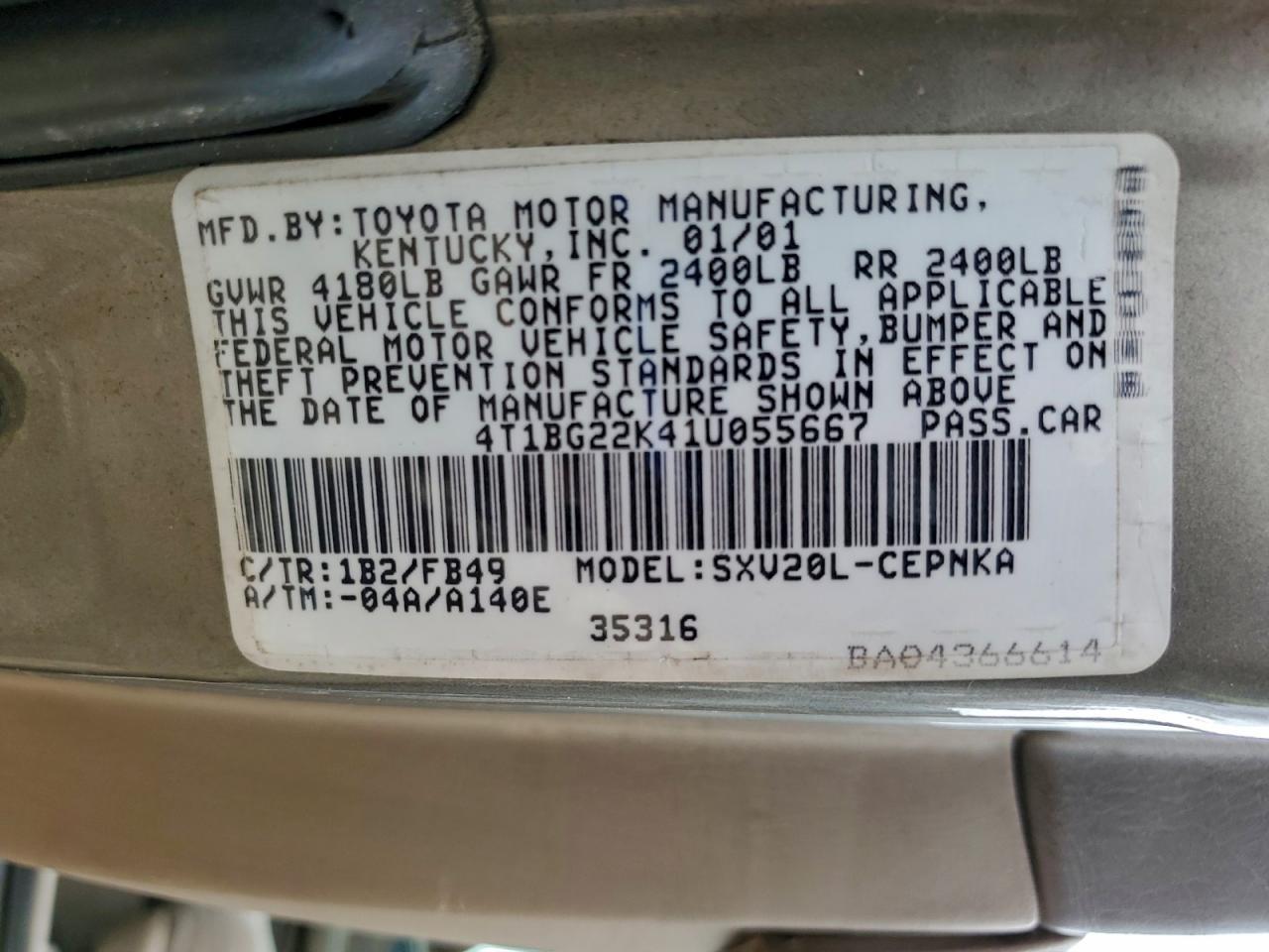 2001 TOYOTA CAMRY