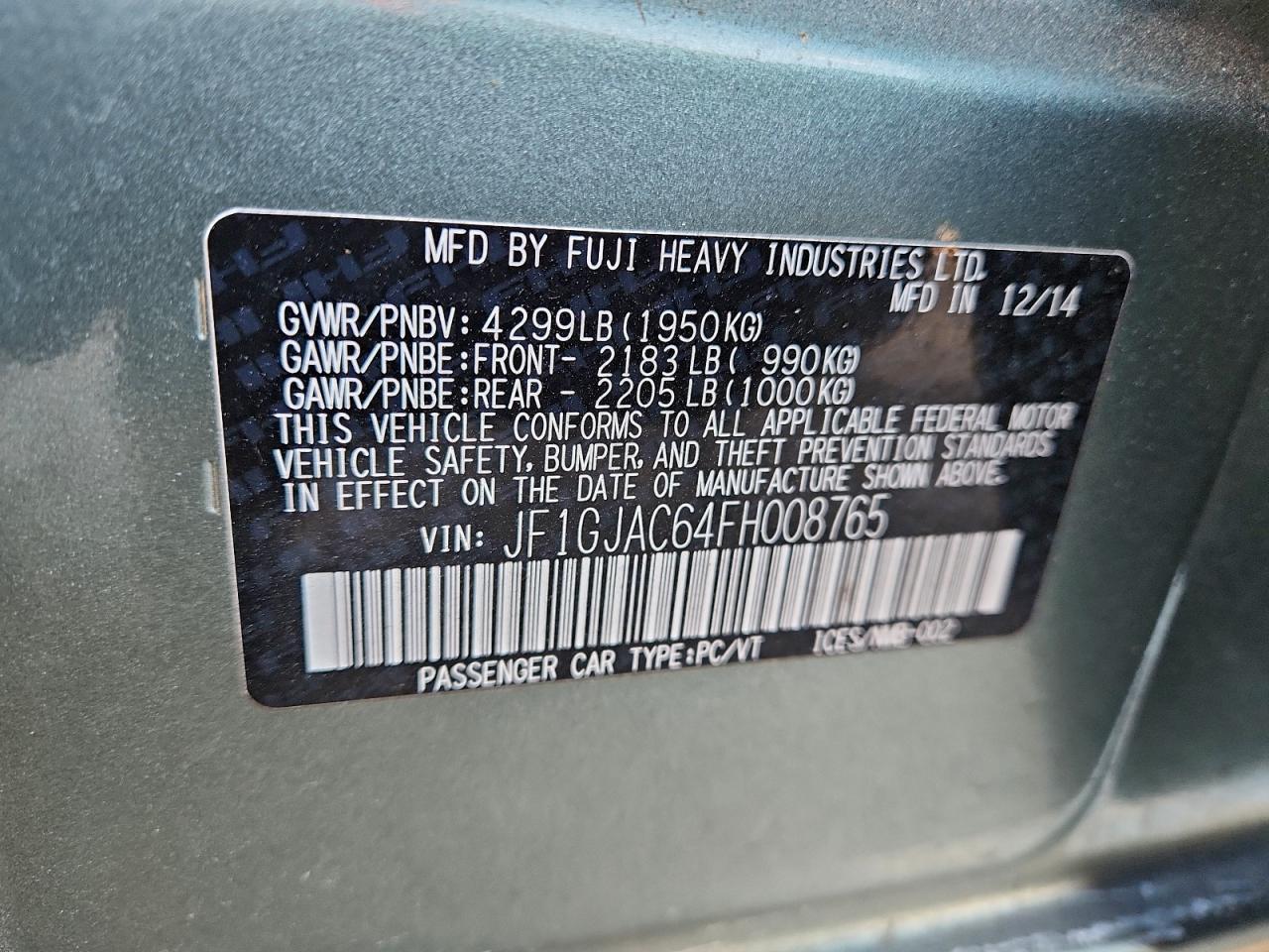2015 SUBARU IMPREZA