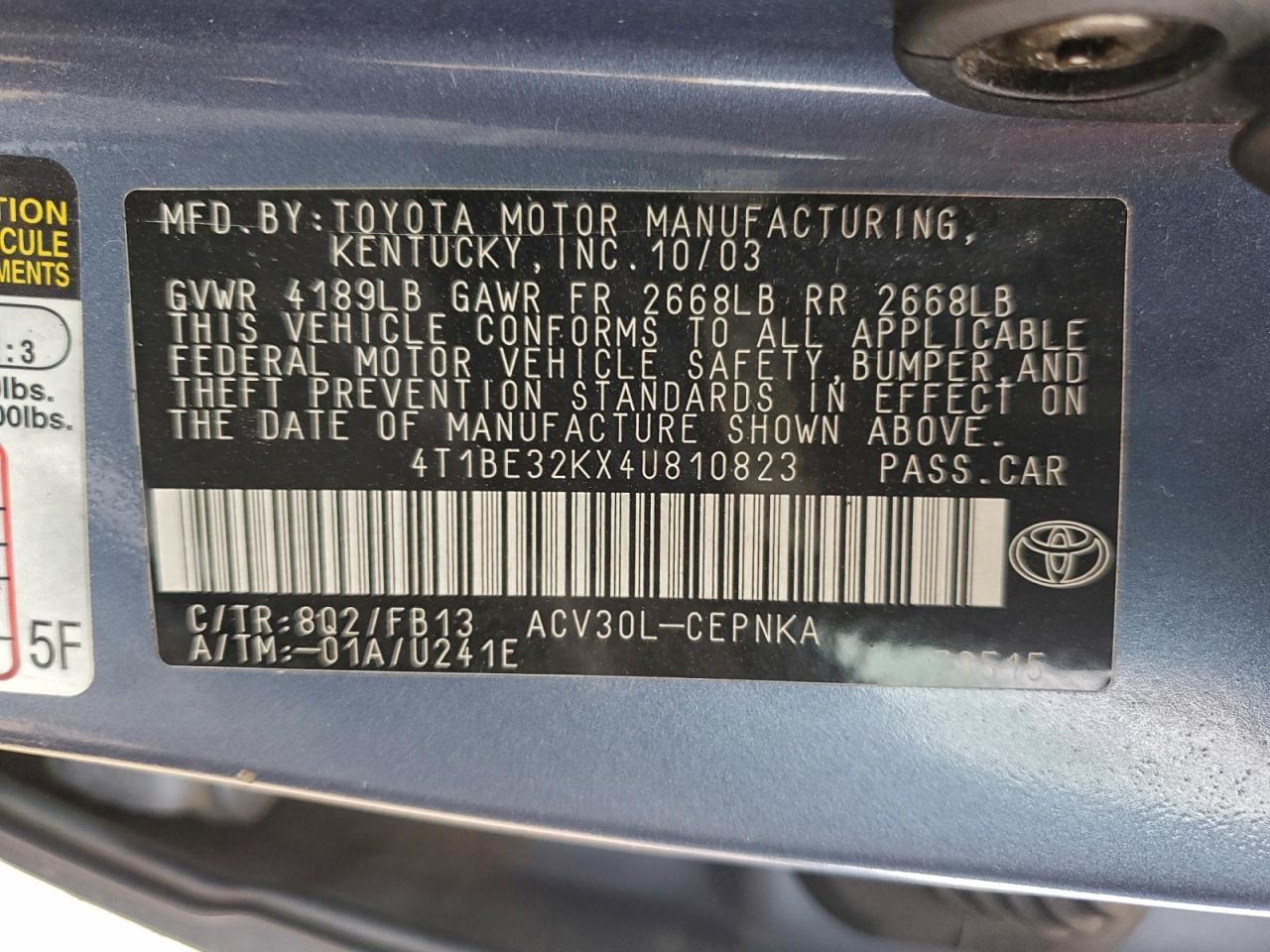 2004 TOYOTA CAMRY