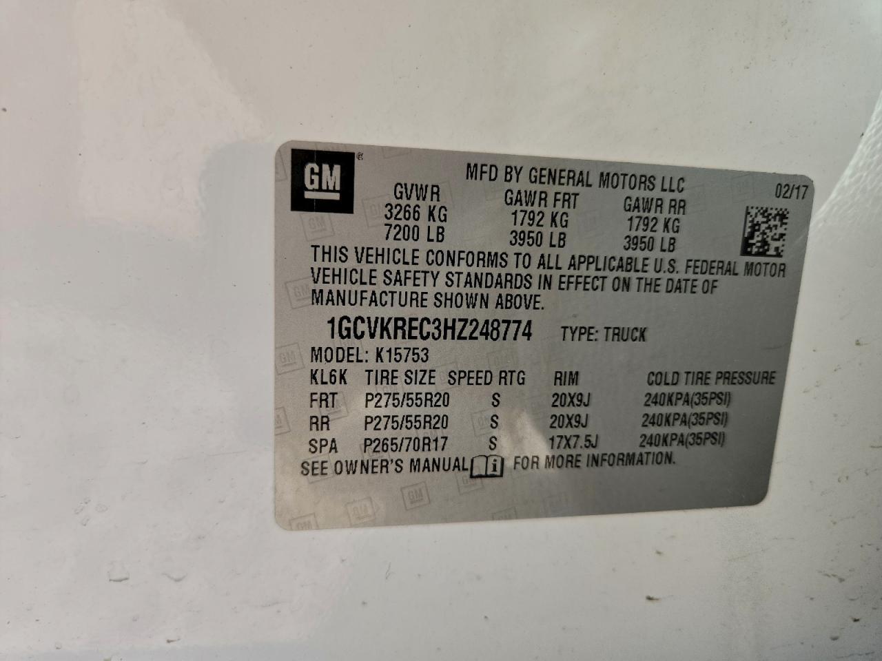 2017 CHEVROLET SILVERADO 1500