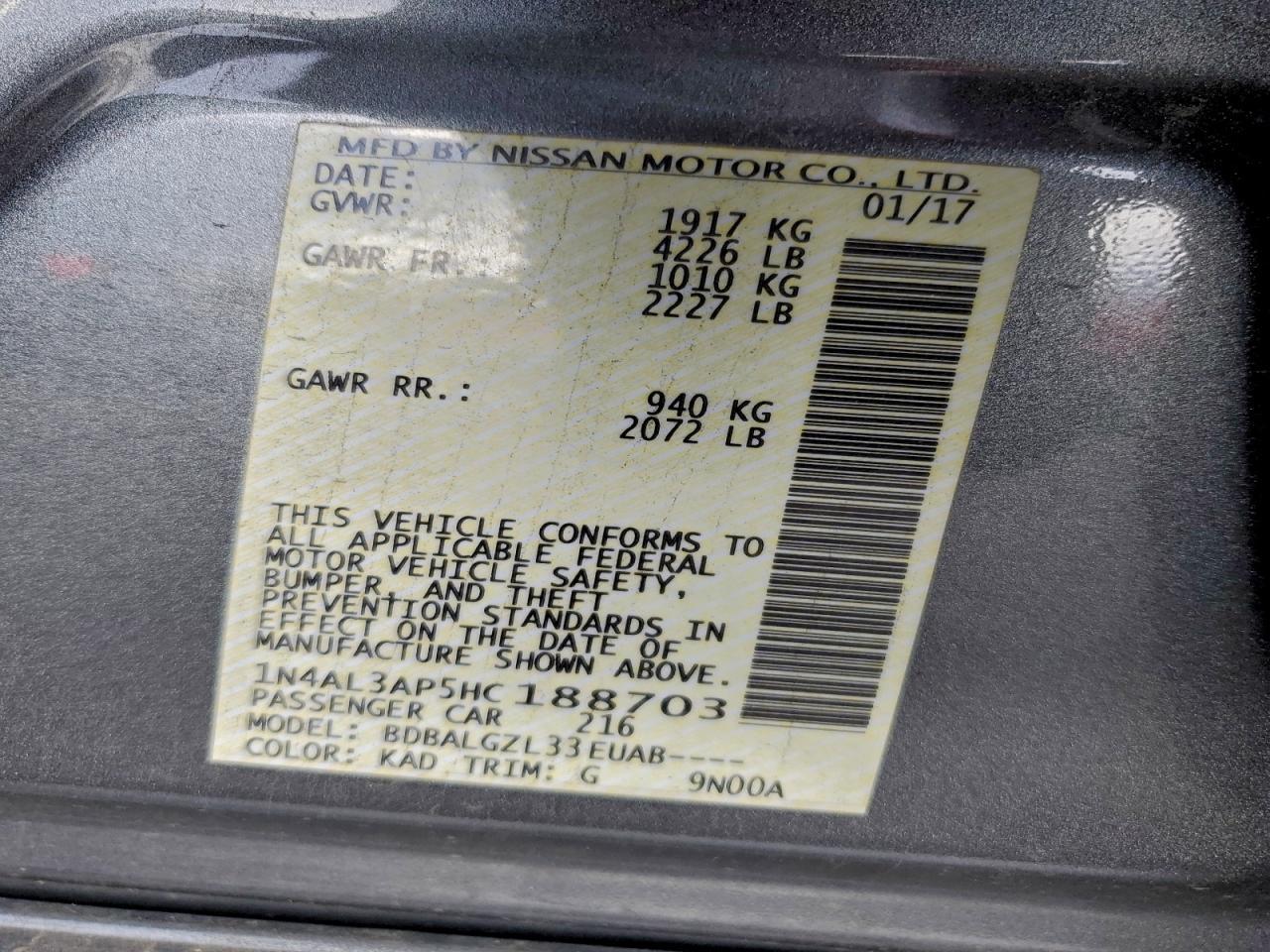 2017 NISSAN ALTIMA