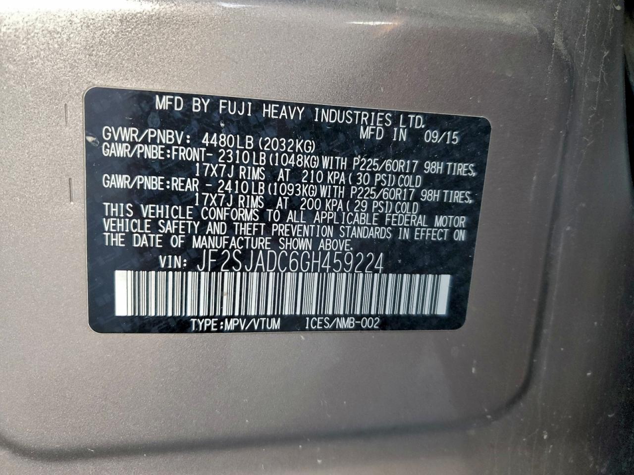 2016 SUBARU FORESTER