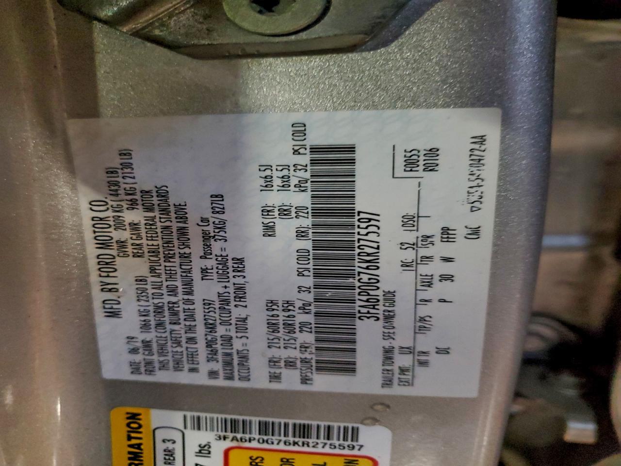 2019 FORD FUSION