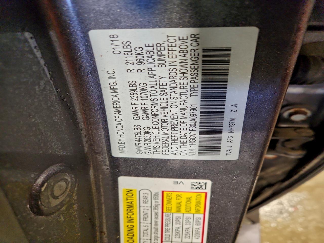 2018 HONDA ACCORD