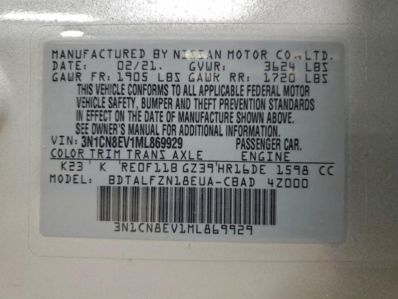 2021 NISSAN VERSA