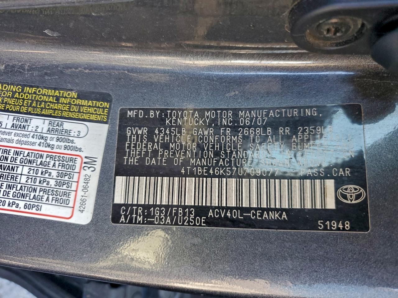 2007 TOYOTA CAMRY