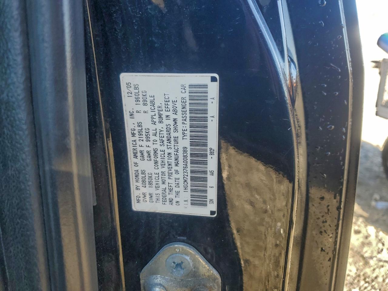 2006 HONDA ACCORD