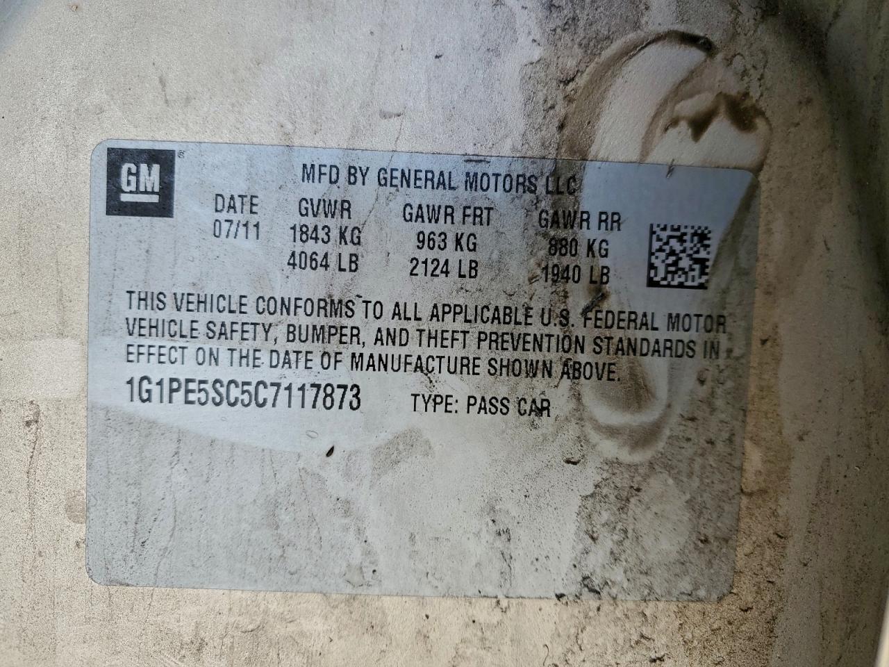 2012 CHEVROLET CRUZE