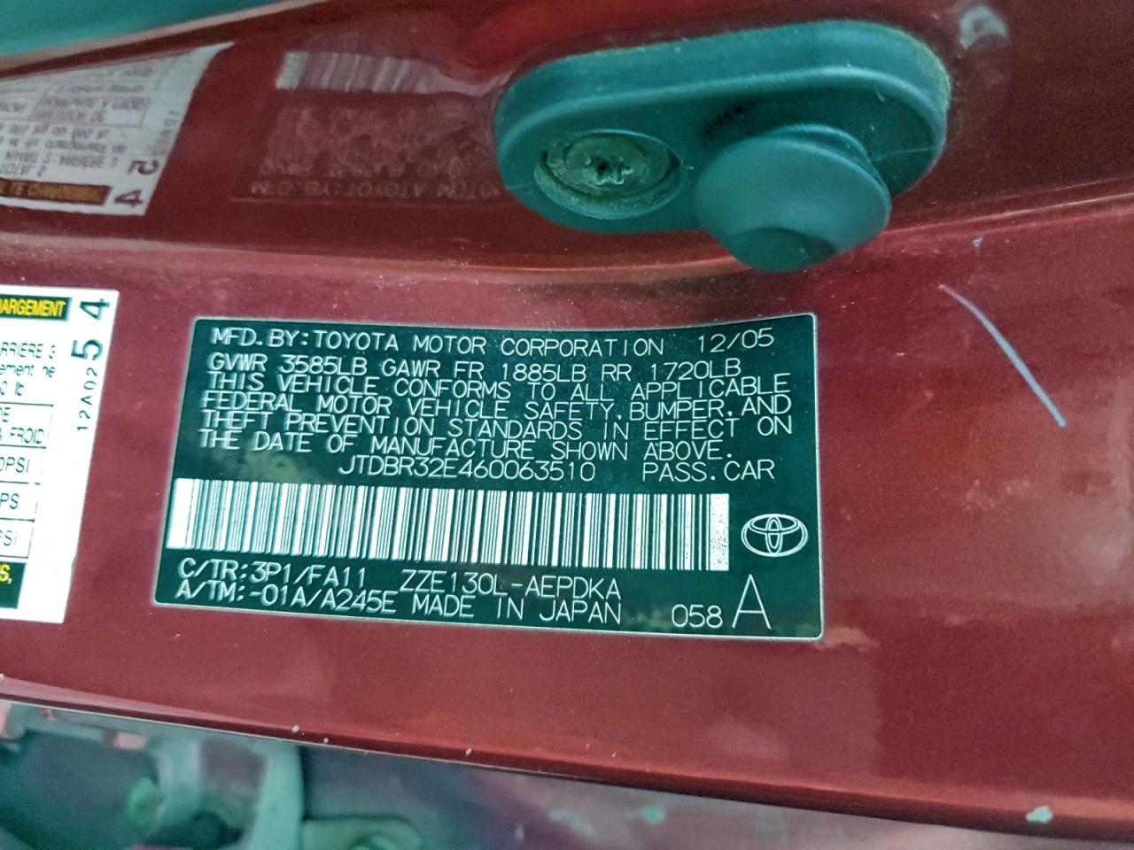 2006 TOYOTA COROLLA