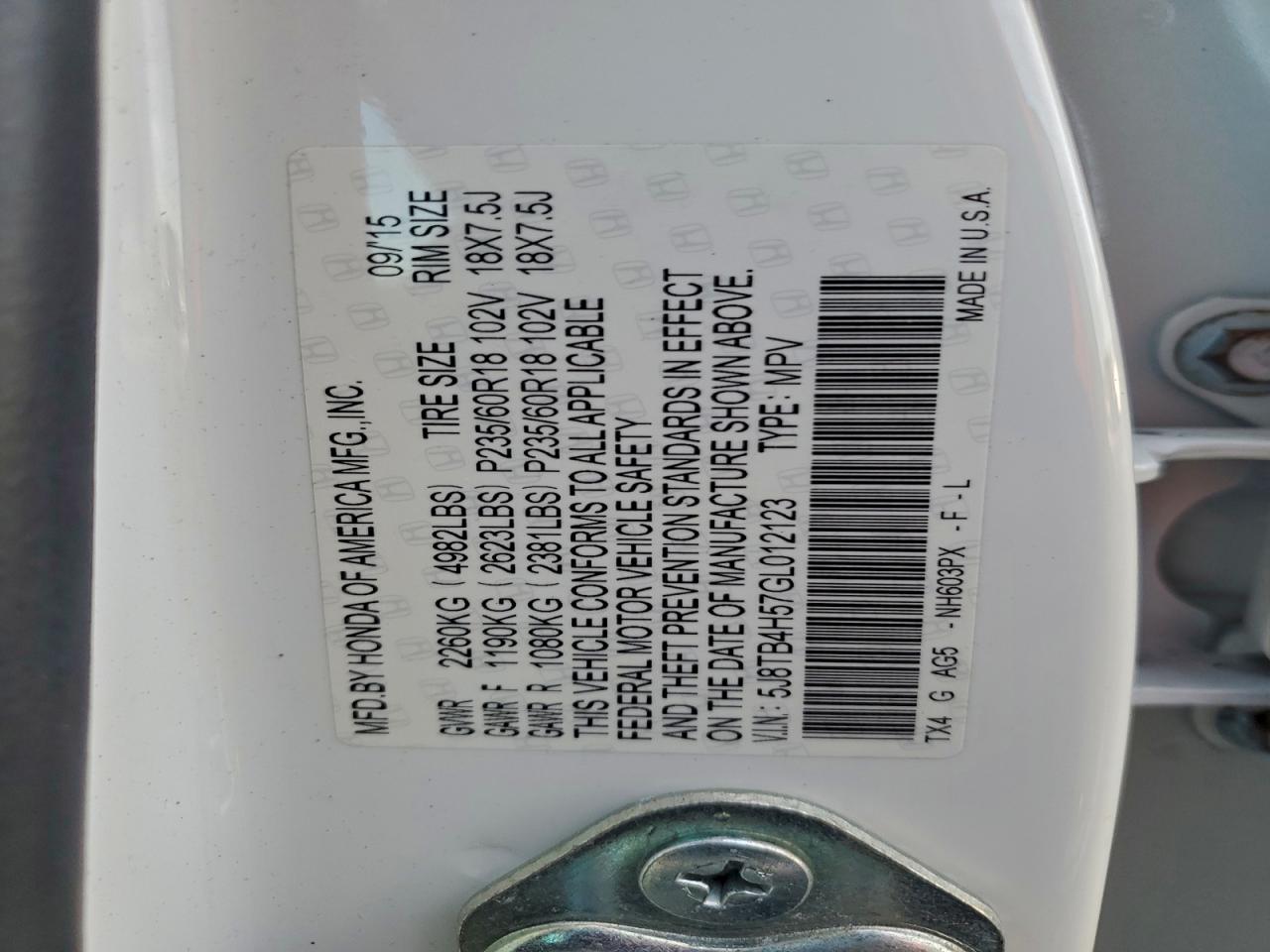 2016 ACURA RDX