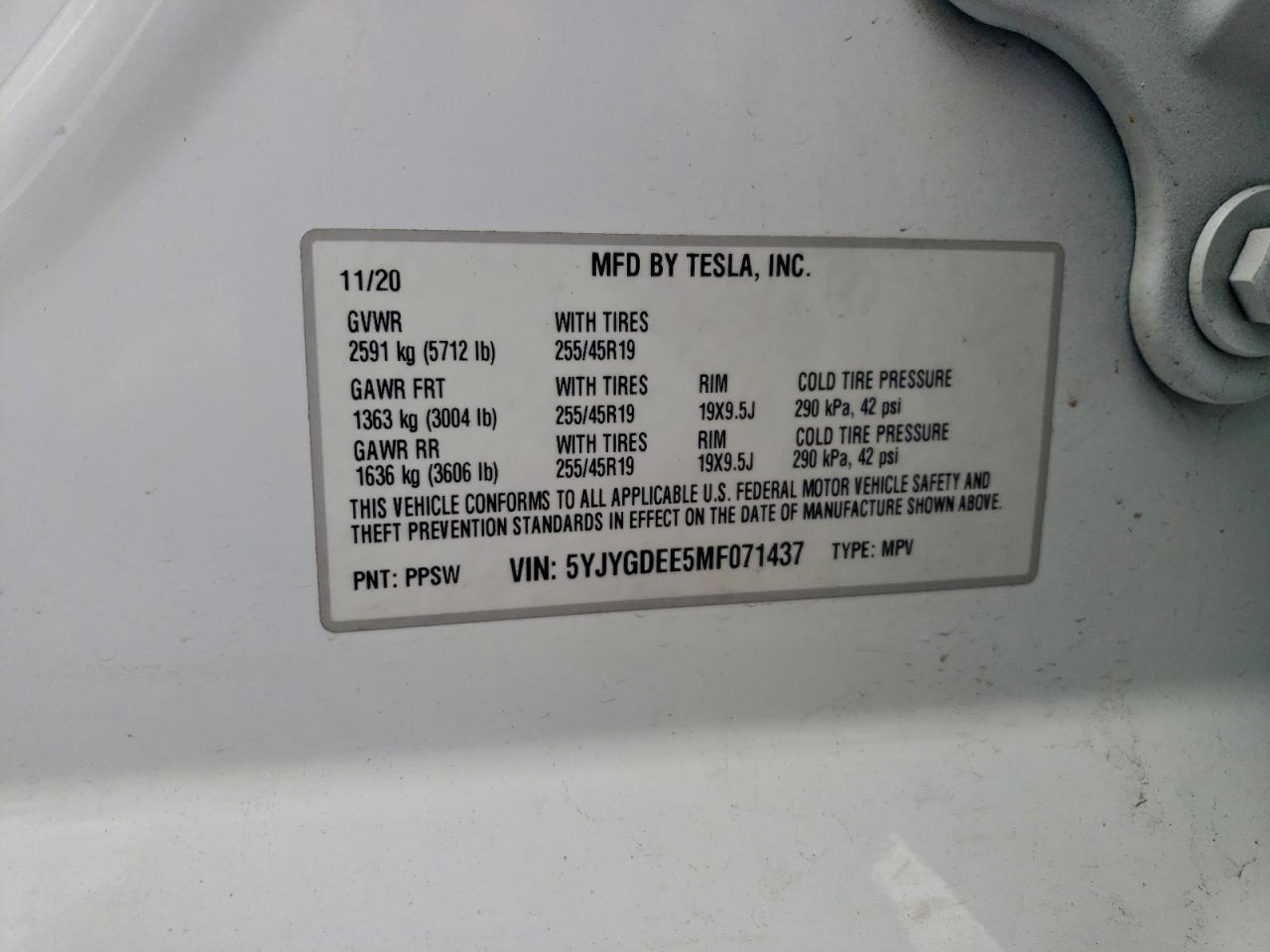 2021 TESLA MODEL Y