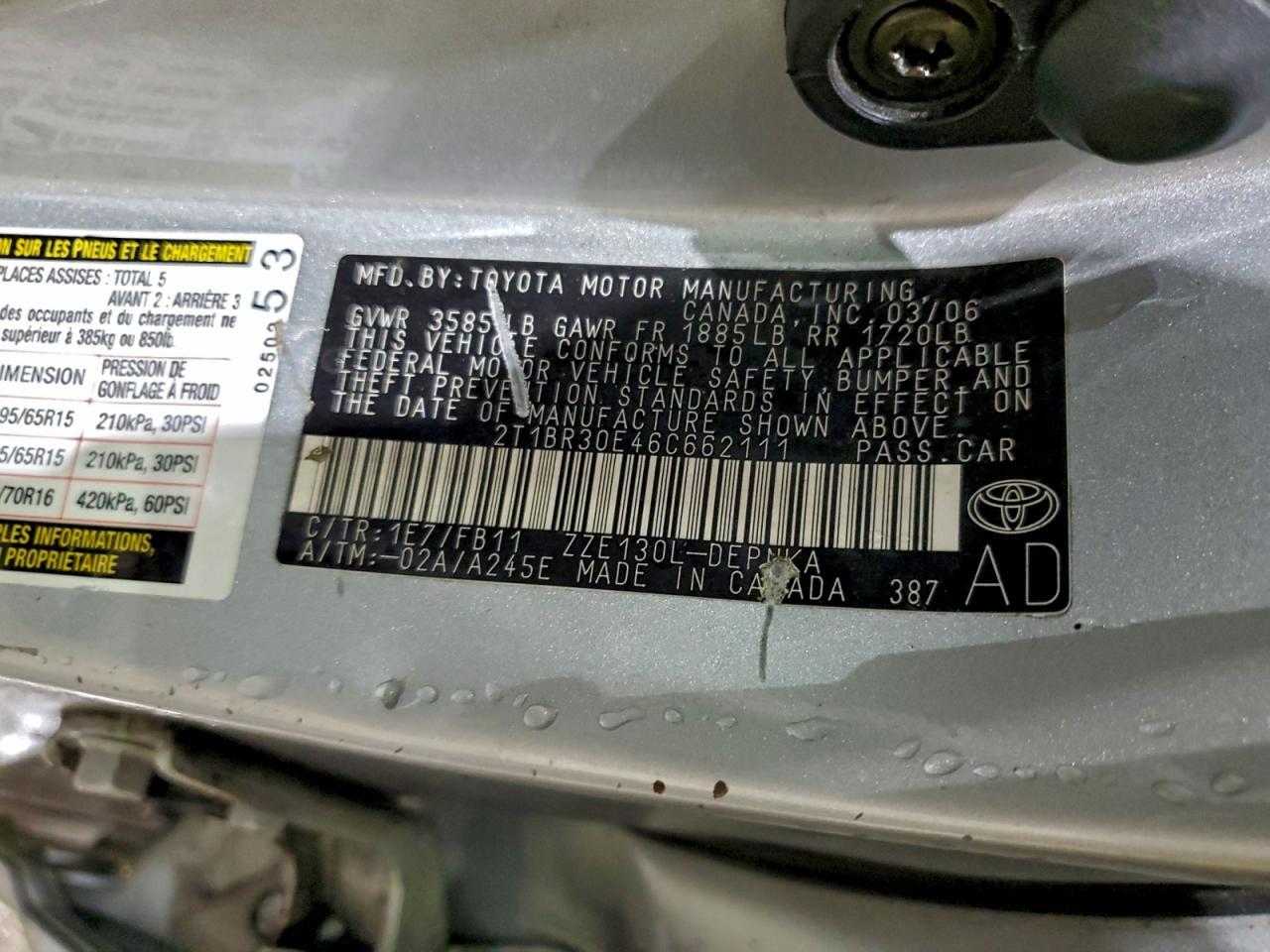 2006 TOYOTA COROLLA