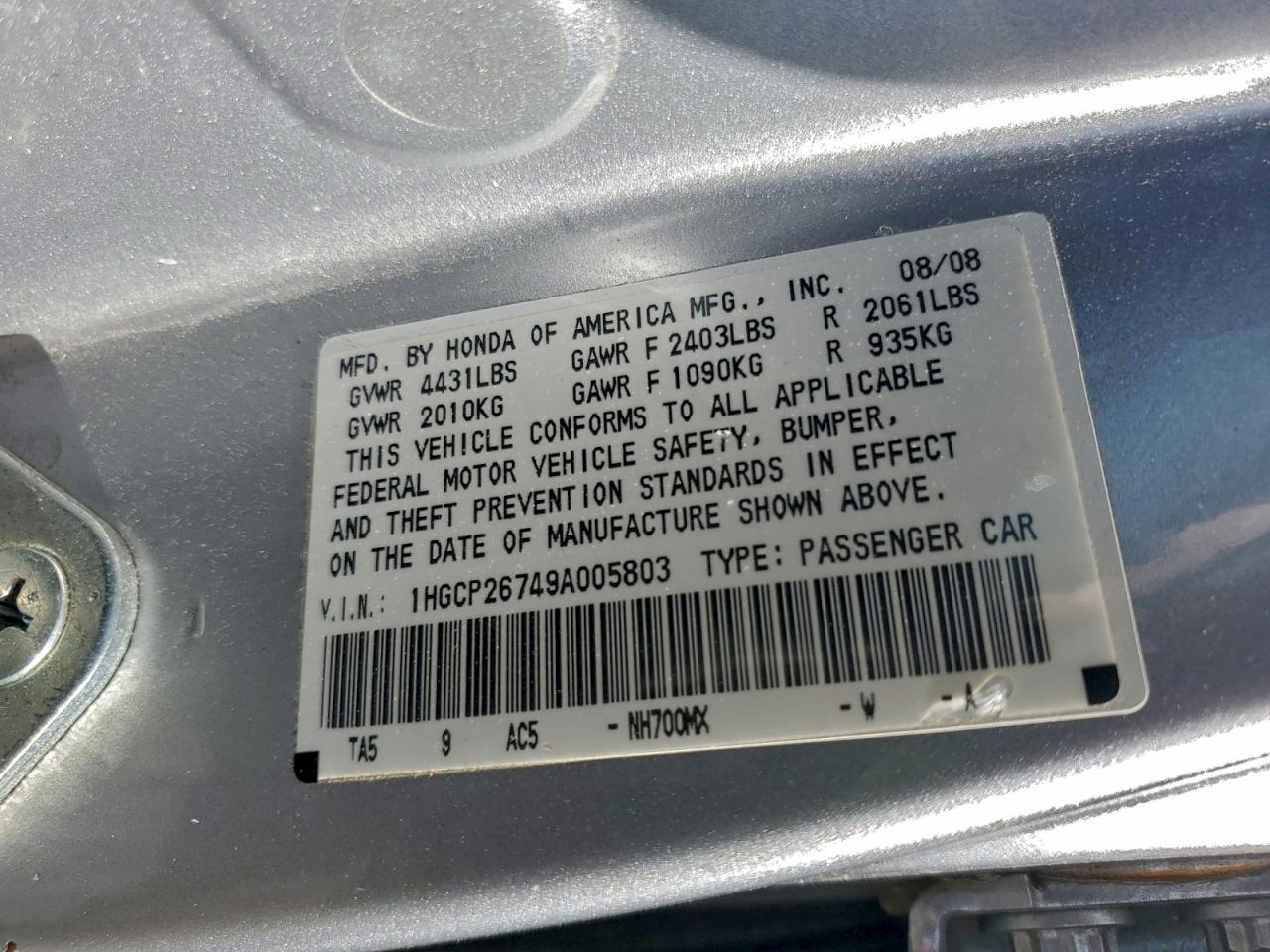 2009 HONDA ACCORD