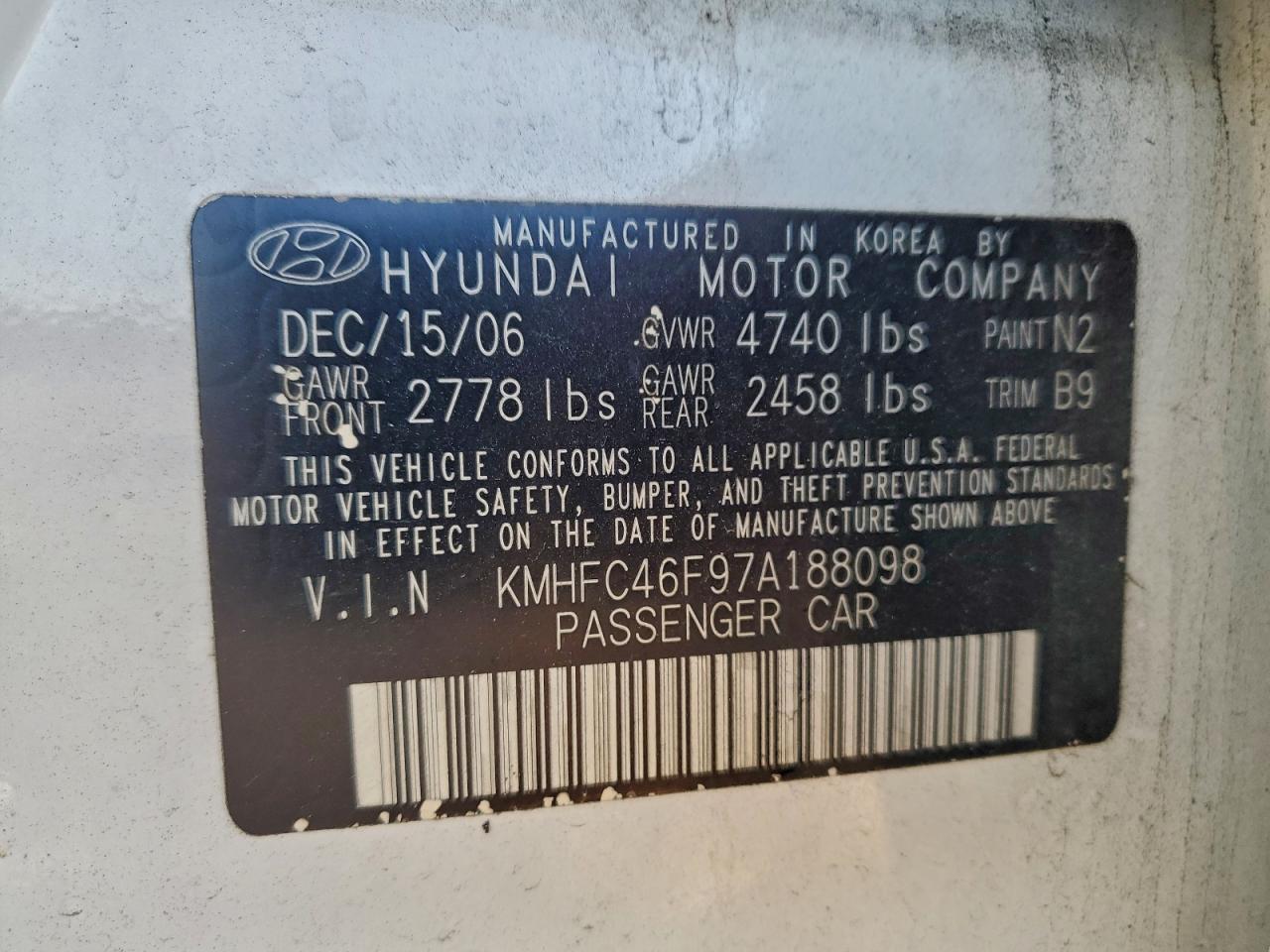 2007 HYUNDAI Azera