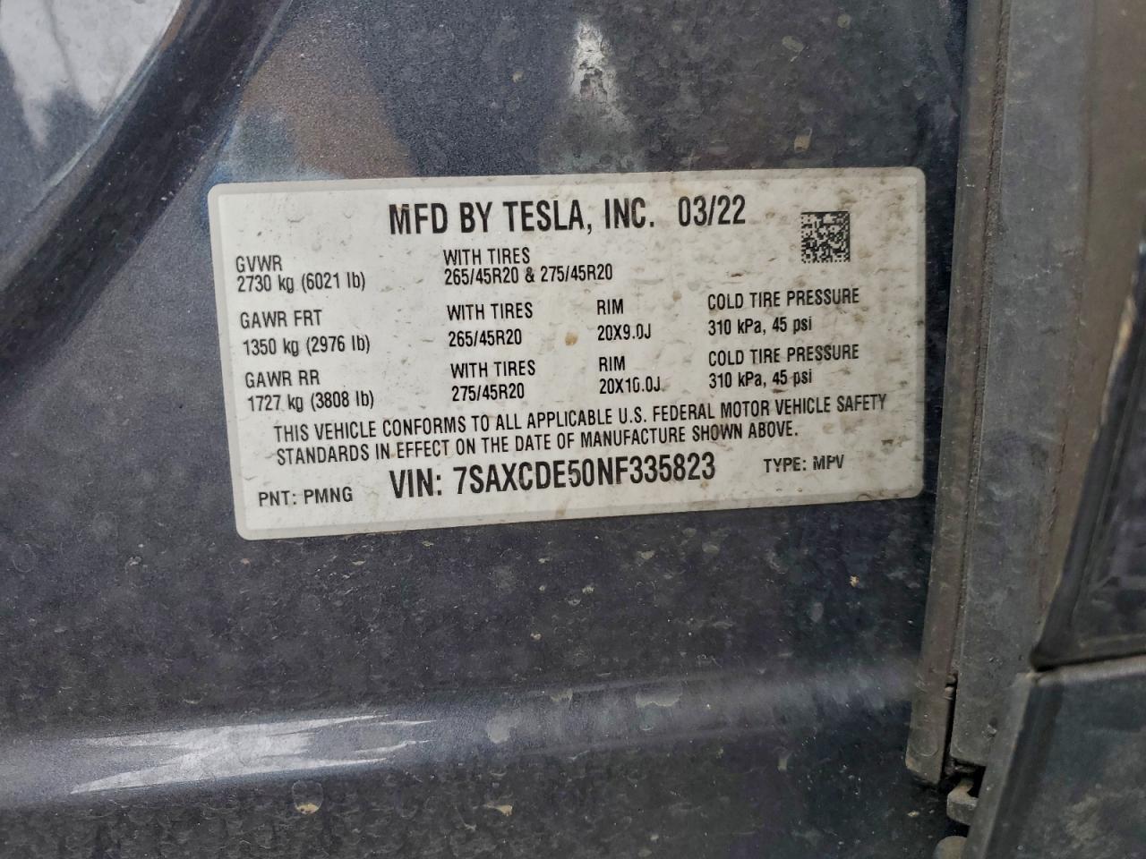 2022 TESLA MODEL X