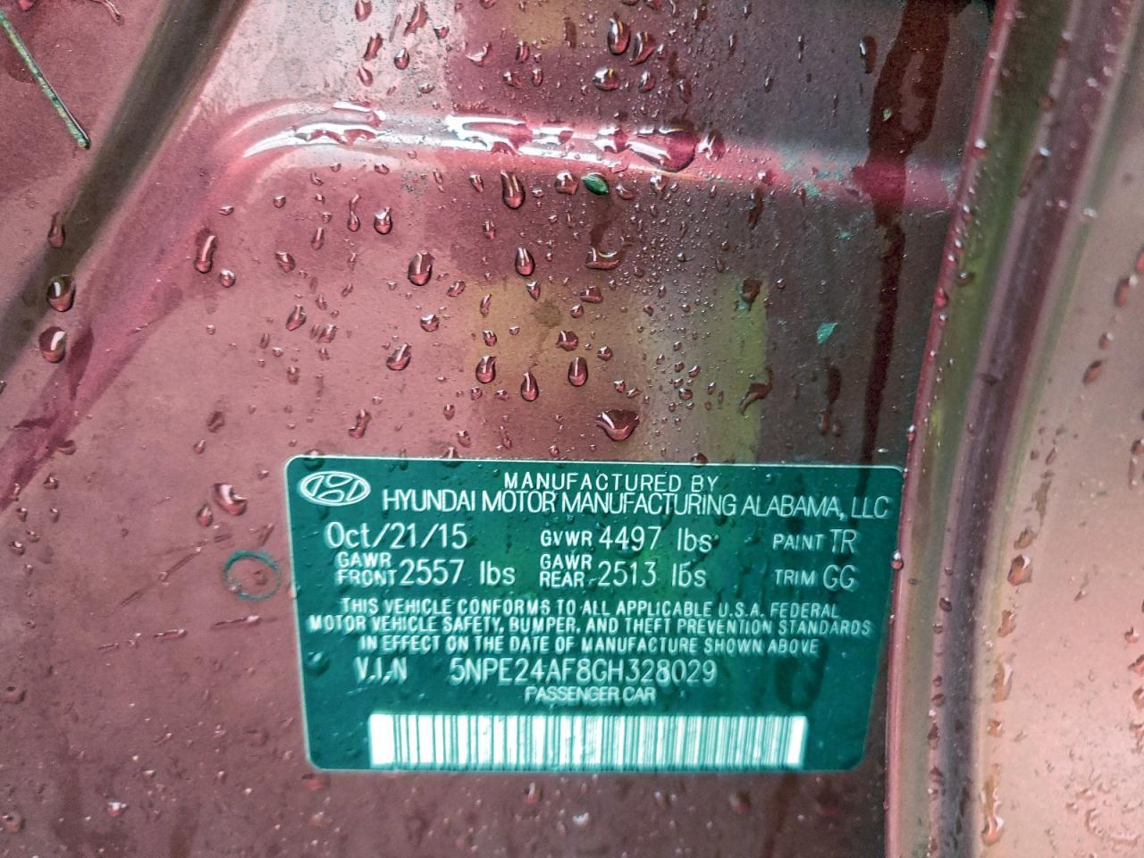 2016 HYUNDAI SONATA