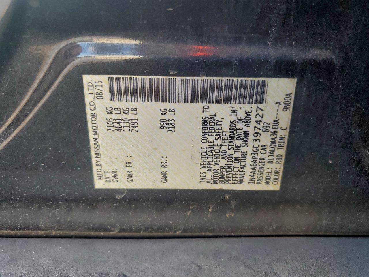 2016 NISSAN Maxima