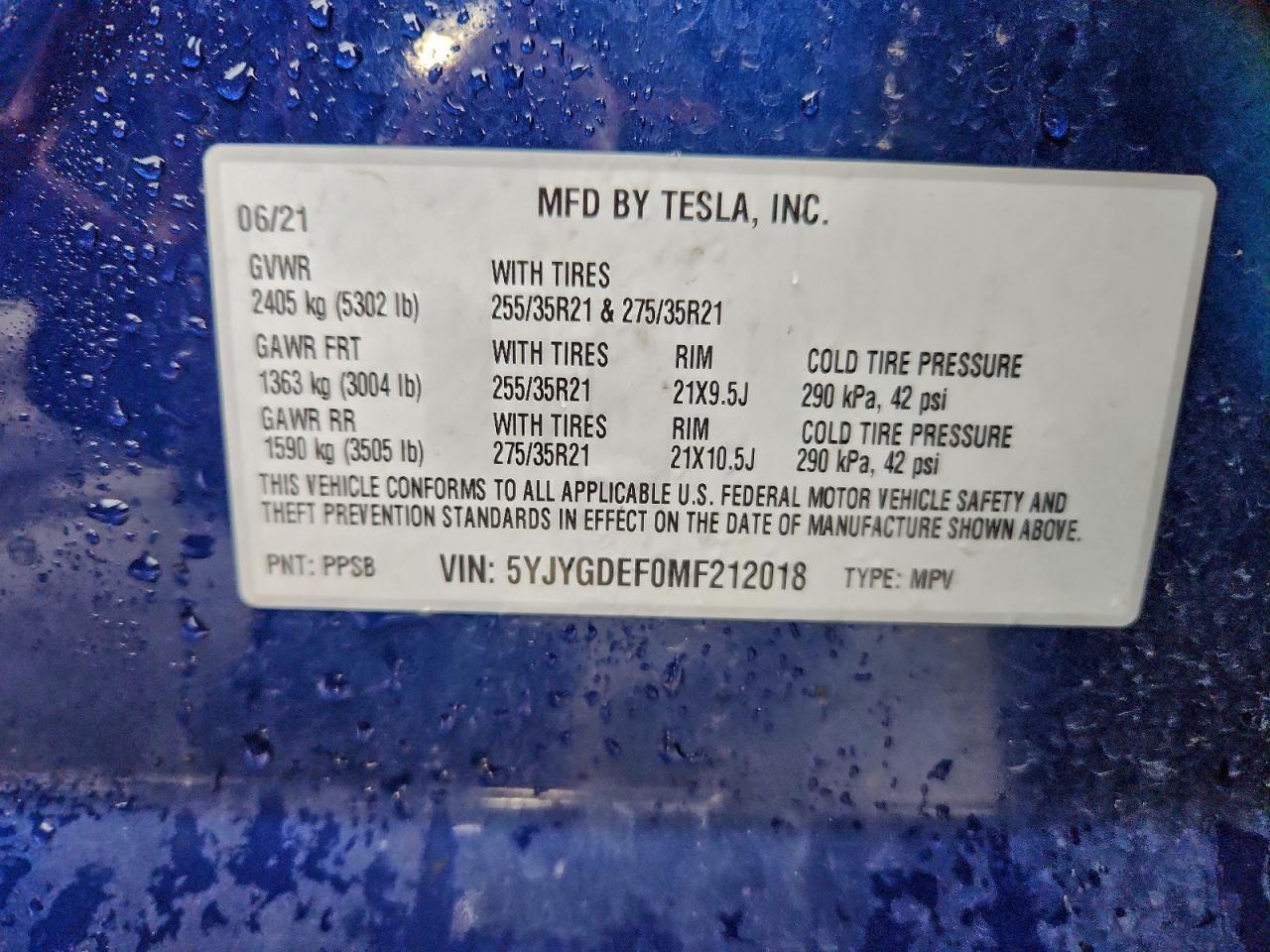2021 TESLA MODEL Y