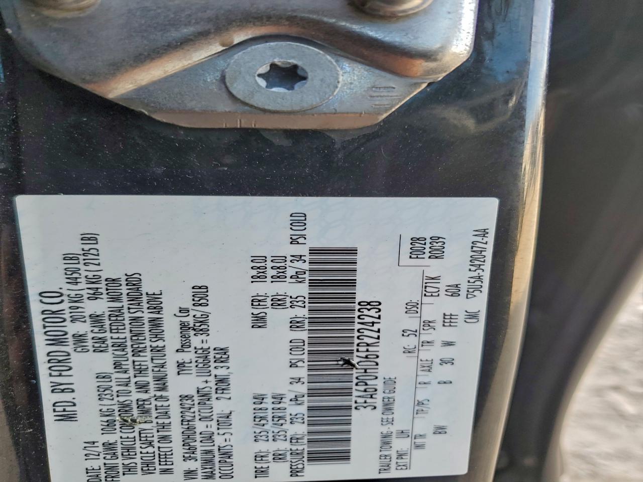 2015 FORD FUSION